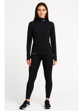 Nike Therma-Fit Black Half Zip Pullover Top Women’s M – Thumbholes, Fleece-Lined